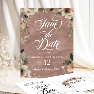 Rosewood Cotattecore BlumenWedding Save the Date Ankündigungspostkarte