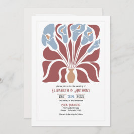 Rosewood & Mist Abstract Floral Boho Wedding Einladung