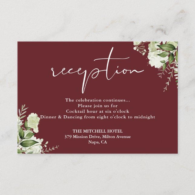 Rosewood Pink Greenerenerity Script Hochzeitsempfe Begleitkarte (Vorderseite)