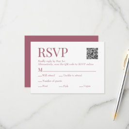 Rosewood Pink Scan Qr Code Wahl Hochzeit RSVP Karte