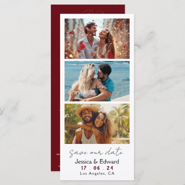 Rosewood-Save the Date Foto-Stand Qr-Code (Vorne/Hinten)