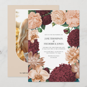 Rosewood, Terrakotta-Blush & Apricot-Seide Hochzei Einladung