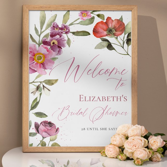 Rosey Floral Spring Brautparty Welcome Sign Poster (Von Creator hochgeladen)