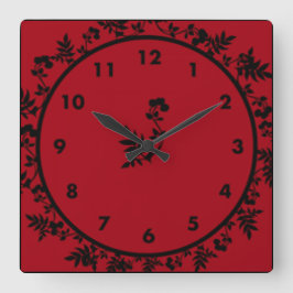 Rosey Wine Quadratische Wanduhr