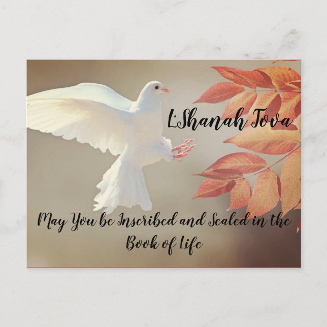Rosh Hashana L'Shanah Tova White Dove Postcard Postkarte (Vorderseite)