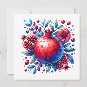 Rosh Hashana Wasserfarbe Pomegranat