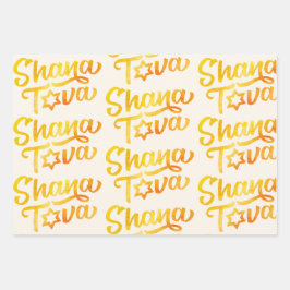 Rosh Hashanah 3 Pomegranates Fun Festive Style Geschenkpapier Set