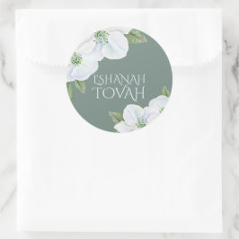 Rosh Hashanah Apple Blossom L'shanah Tovah Runder Aufkleber