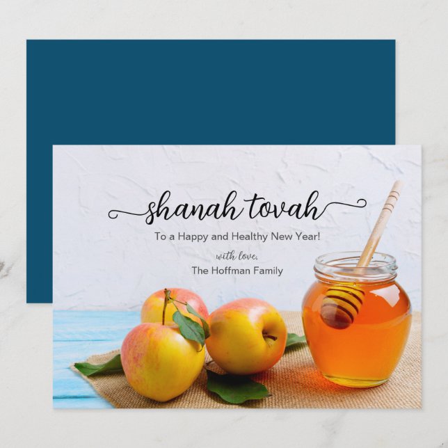 Rosh Hashanah Apples Honey Jewish New Year Card Einladung (Vorne/Hinten)