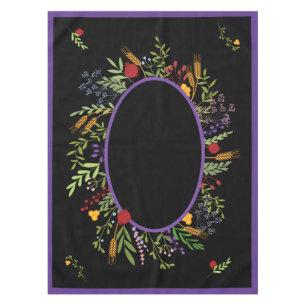 Rosh Hashanah farbiger Oval-Blumenkranz Tischdecke