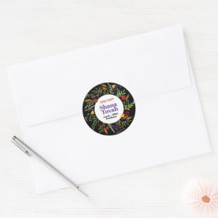 Rosh Hashanah Floral Jüdische Neujahrsgrüße Cla Runder Aufkleber