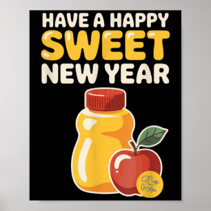 Rosh Hashanah Frohes Süßes Neues Jahr Honig Bär Jü Poster