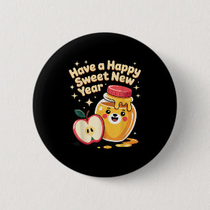 Rosh Hashanah Frohes Süßes Neues Jahr Honigbär Jüd Button