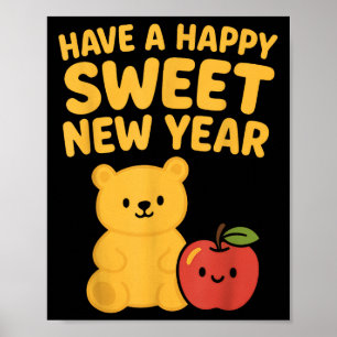 Rosh Hashanah Frohes Süßes Neues Jahr Honigbär Jüd Poster