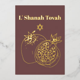 Rosh Hashanah Gold Foil Dusty Rose Folien Feiertagskarte