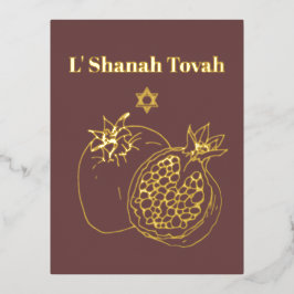Rosh Hashanah Gold Foil Dusty Rose jüdisch Folien Feiertagspostkarte