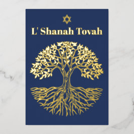 Rosh Hashanah Gold Olivenweg Folien Feiertagskarte