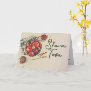 Rosh Hashanah Honey Apple Beautiful Blurry Karte