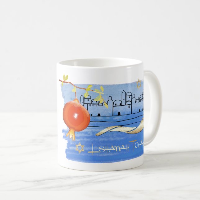 Rosh Hashanah | Jüdische Neujahrsgeschenke Kaffeetasse (VorderseiteRechts)
