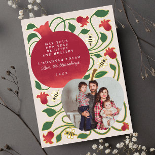 Rosh Hashanah jüdisches Neujahr Laub Foto Folien Feiertagskarte