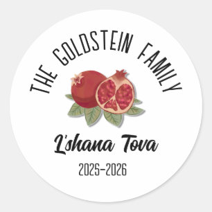 Rosh Hashanah Jüdisches Neujahr Personalisierter N Runder Aufkleber