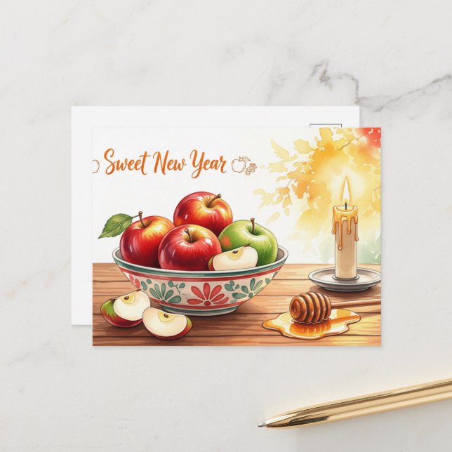 Rosh Hashanah Jüdisches Neujahr Postkarte (Vorderseite/Rückseite Beispiel)