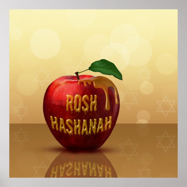 Rosh Hashanah Juwish New Year Honey Apple Poster (Vorne)