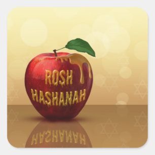 Rosh Hashanah Juwish New Year Honey Apple Quadratischer Aufkleber