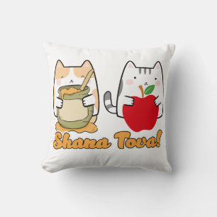 Rosh Hashanah kawaii Cats - Jüdisches neues Jahr Kissen