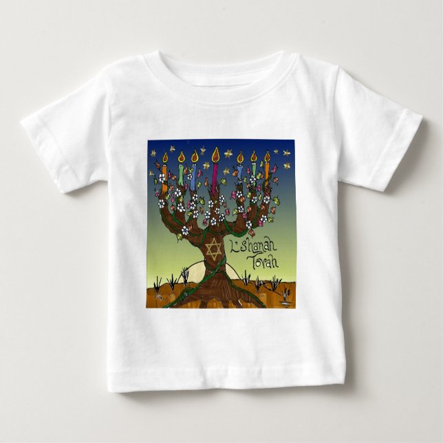 Rosh Hashanah L'Shanah Tovah Baum des Lebens Menor Baby T-shirt (Vorderseite)