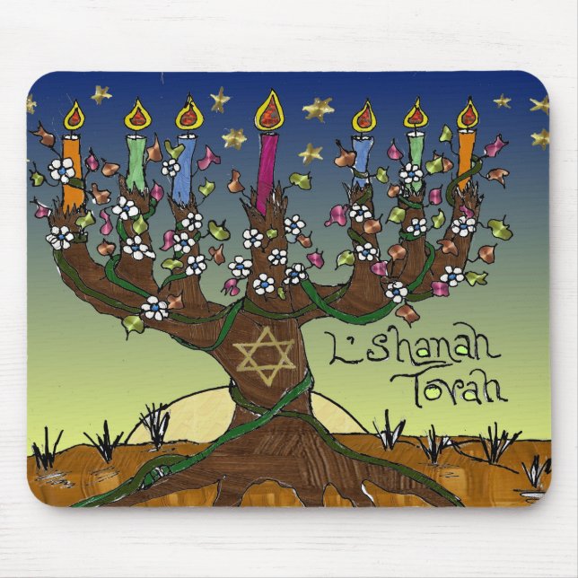 Rosh Hashanah L'Shanah Tovah Baum des Lebens Menor Mousepad (Vorne)