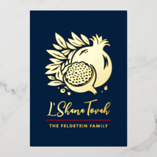 Rosh Hashanah Moderne Granatäste Jüdisches Neujahr Folien Feiertagskarte