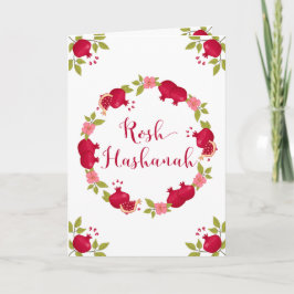 Rosh Hashanah Neujahr Granatapfel Blume Wreath Feiertagskarte