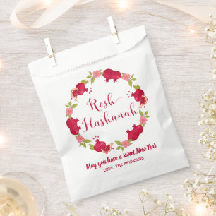 Rosh Hashanah Neujahr Granatapfel Blume Wreath Geschenktütchen