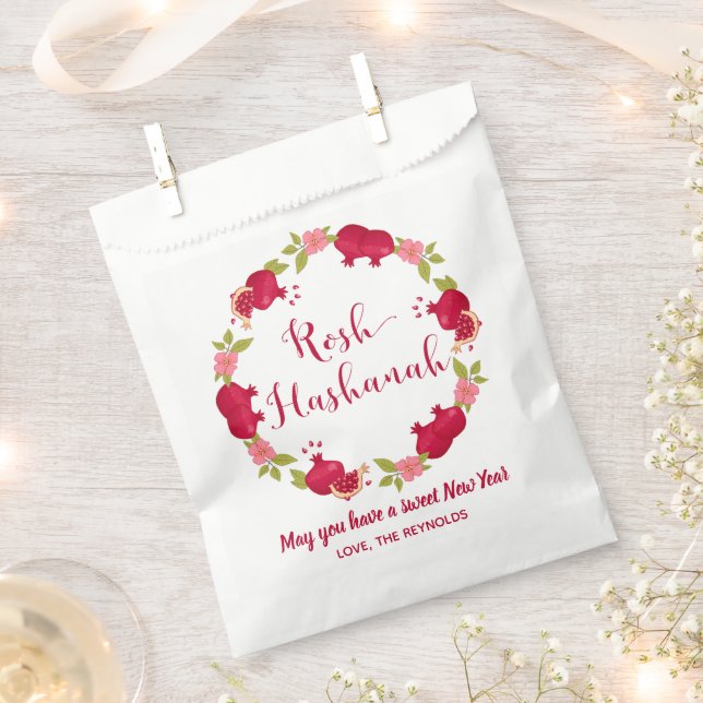 Rosh Hashanah Neujahr Granatapfel Blume Wreath Geschenktütchen (Ausgeschnitten)