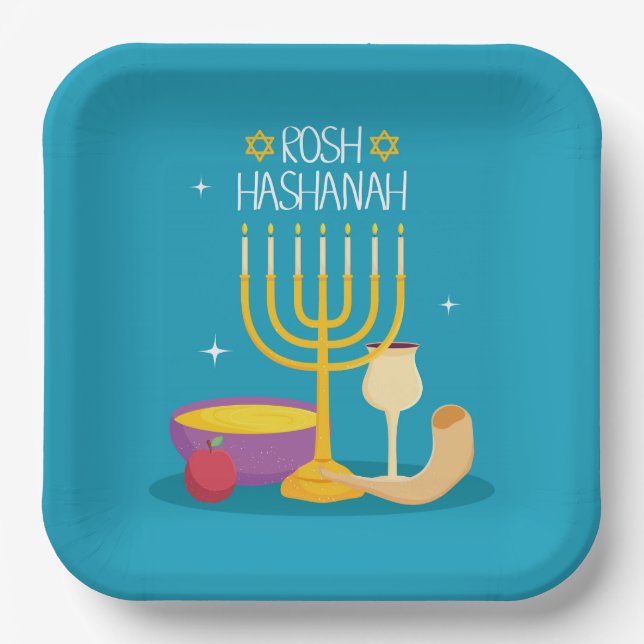 Rosh Hashanah Pappteller (Vorderseite)