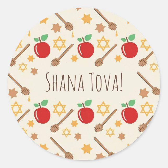 Rosh Hashanah Pattern Sticker (Vorderseite)