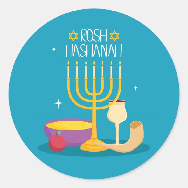 Rosh Hashanah Runder Aufkleber (Vorderseite)