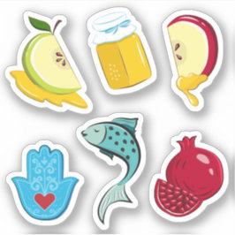 Rosh Hashanah spielend traditionelle Symbole Vinyl Aufkleber