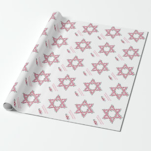 Rosh Hashanah Star von David Pink Blume White Geschenkpapier
