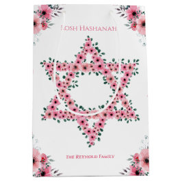 Rosh Hashanah Star von David Pink Blume White Mittlere Geschenktüte