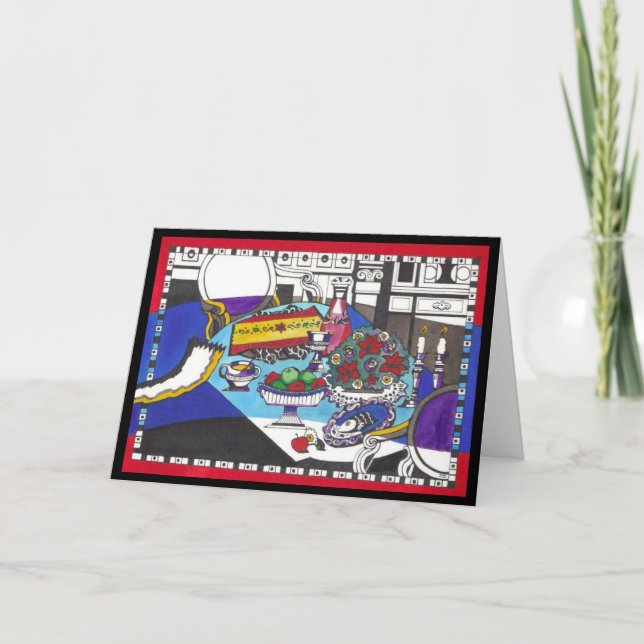 Rosh Hashanah Tabelle Feiertagskarte (Vorderseite)