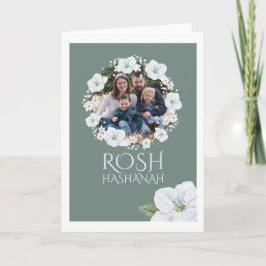 Rosh Hashanah White Apple Blossom Wreath Foto Karte