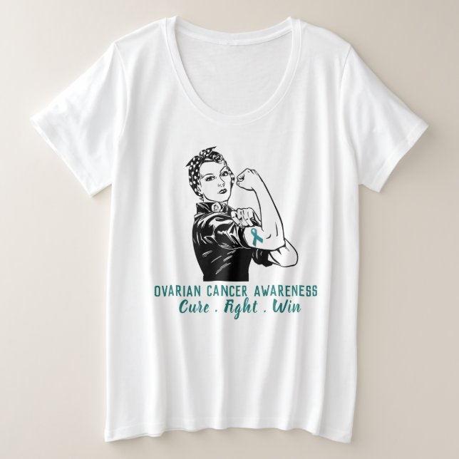Rosie Fights Ovarialkrebs Große Größe T-Shirt (Design vorne)