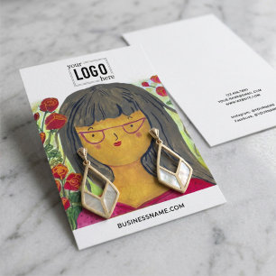 Rosie Girl Logo Malerei Ohrringe Displaykarte Visitenkarte