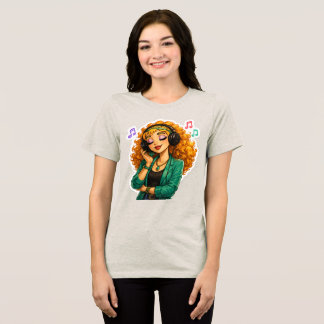 Rosie Max Cartoon Girl T-Shirt – Süße Orange Locke Tri-Blend Shirt