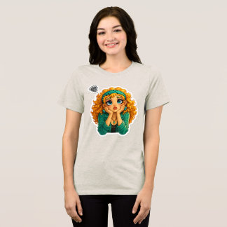 Rosie Max Cartoon Mädchen T-Shirt – Süße Orange Lo Tri-Blend Shirt