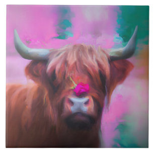 "Rosie of the Highlands" – Highland-Rind-Porträt Fliese