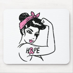 Rosie Riveter Hope Fighting Breast Cancer Awarenes Mousepad
