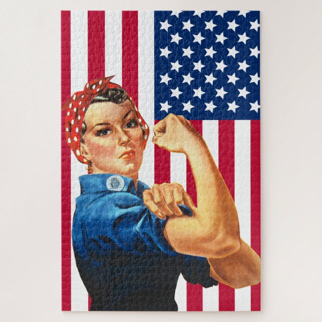Rosie Riveter mit Flagge Puzzle (Vertikal)